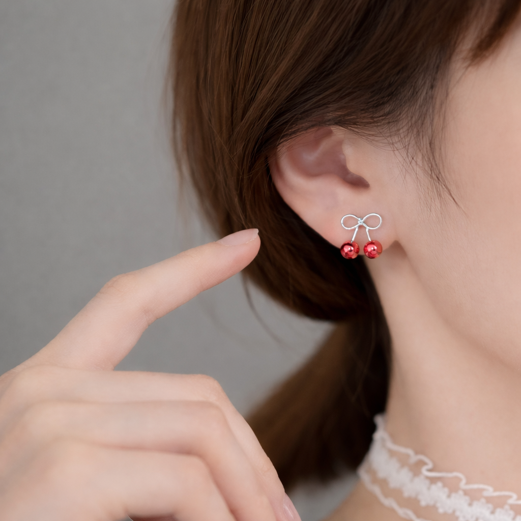 Aros Cherry Bow — Plata 925 [prt-3]